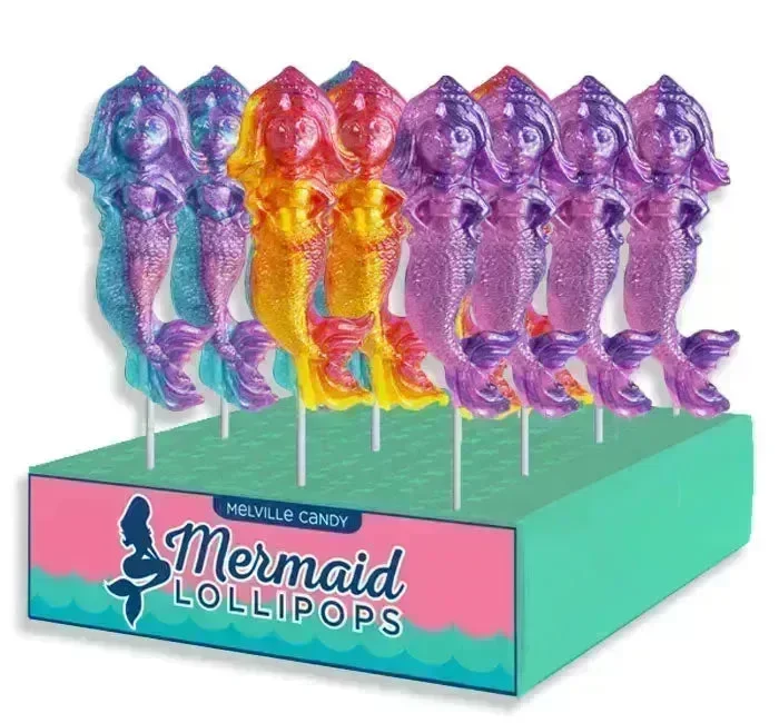 Melville Glittery Mermaid Lollipops: 24-Piece Display