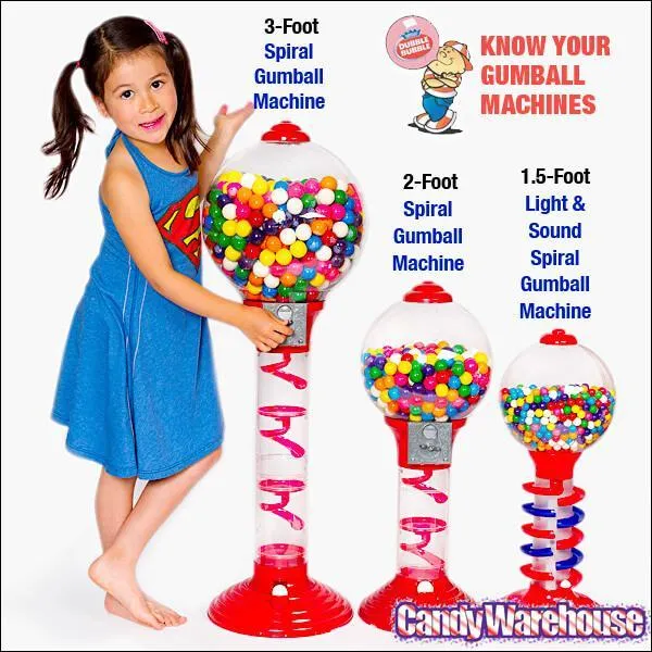 Metal 2-Foot Spiral Gumball Machine with Gumballs - Image 3