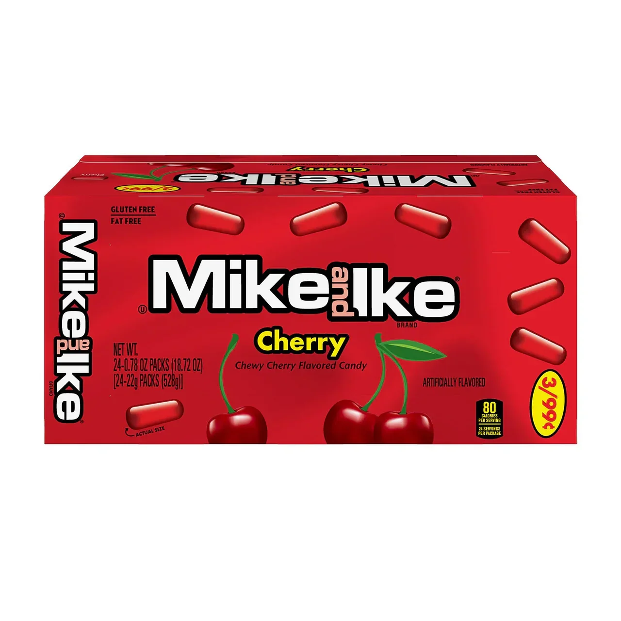 Mike and Ike Cherry Candy Mini Packs: 24-Piece Box - Image 2