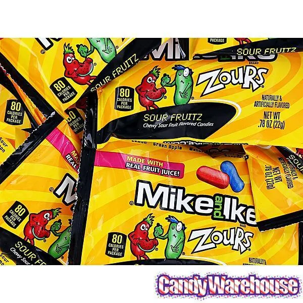 Mike and Ike Zours Candy Snack Size Packs: 24-Piece Box - Image 2