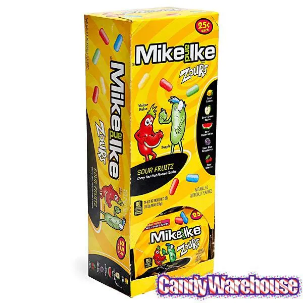 Mike and Ike Zours Candy Snack Size Packs: 24-Piece Box - Image 3