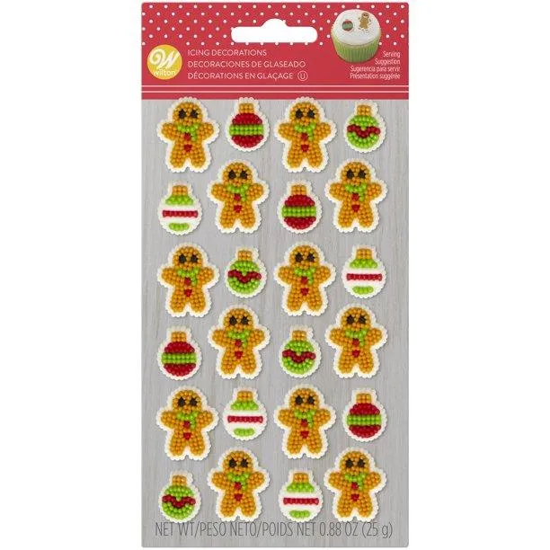 Mini Gingerbread Boy and Ornament Cookie Decorations: 24-Piece Pack - Image 2