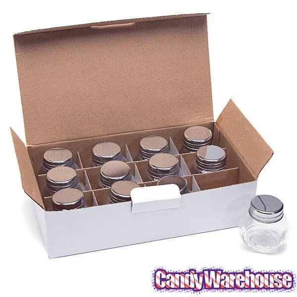 Mini Glass Favor Jars - 1.5-Ounce Candy Jar with Silver Top: 12-Piece Set - Image 2
