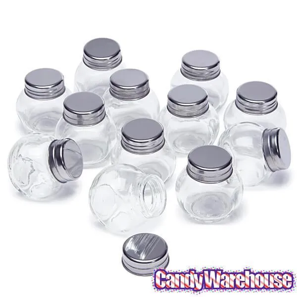 Mini Glass Favor Jars - 1.5-Ounce Candy Jar with Silver Top: 12-Piece Set - Image 4
