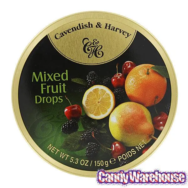 Cavendish & Harvey Hard Candy Drops Tins - Mixed Fruit: 12-Piece Box - Image 3