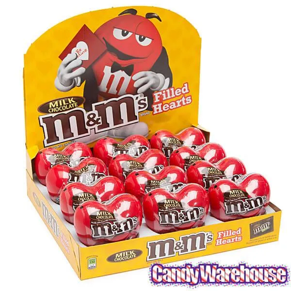 M&M's Candy Filled Valentine Heart Tins: 12-Piece Display - Image 2