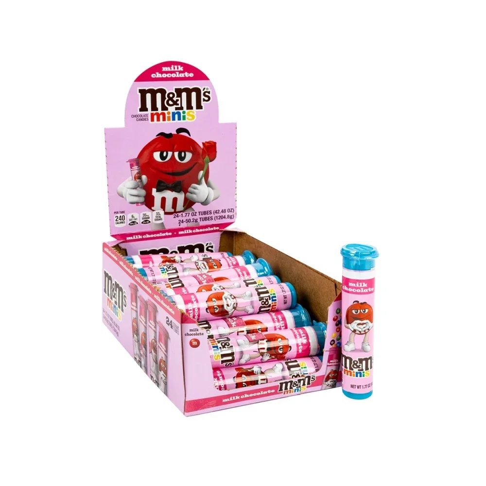 M&M’s Milk Chocolate Valentine’s Minis Tube: 24-Piece Box