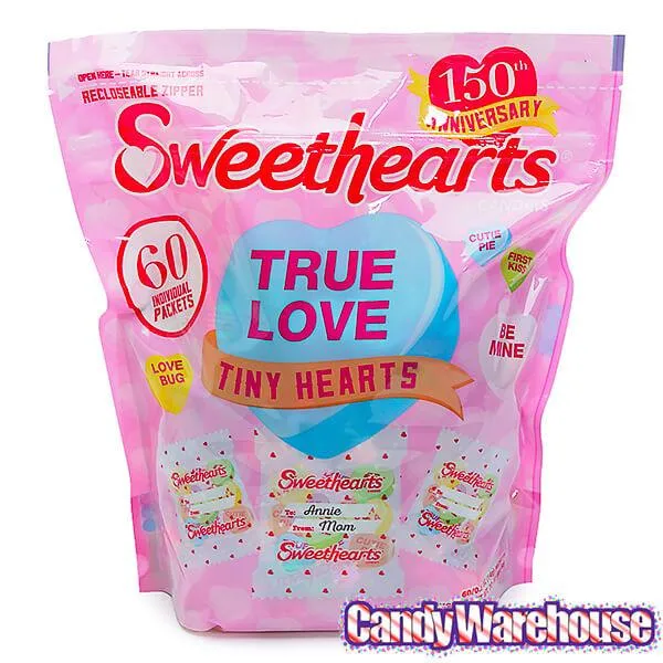Necco Sweethearts Tiny Conversation Candy Hearts Packets - Modern Flavors: 60-Piece Bag - Image 3