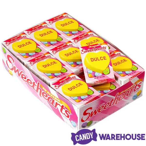 Necco Spanish Sweethearts Tiny Conversation Candy Hearts Packs - Modern Flavors: 36-Piece Box - Image 2