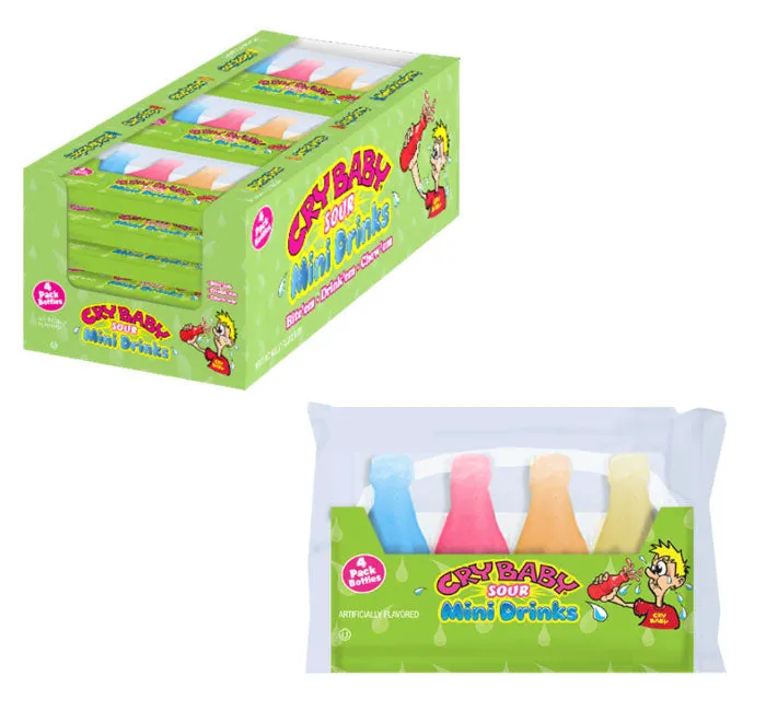 Nik-L-Nip Sour Cry Baby Wax Bottles 4-Packs: 18-Piece Display