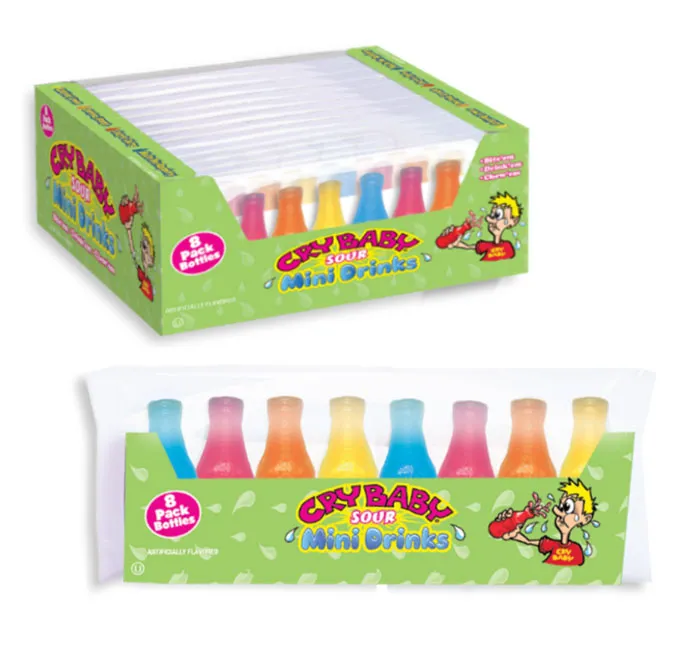 Nik-L-Nip Sour Cry Baby Wax Bottles 8-Packs: 12-Piece Display