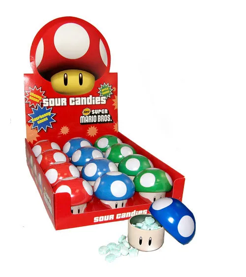 Nintendo Super Mario Mushroom Sour Candy Tins: 12-Piece Display