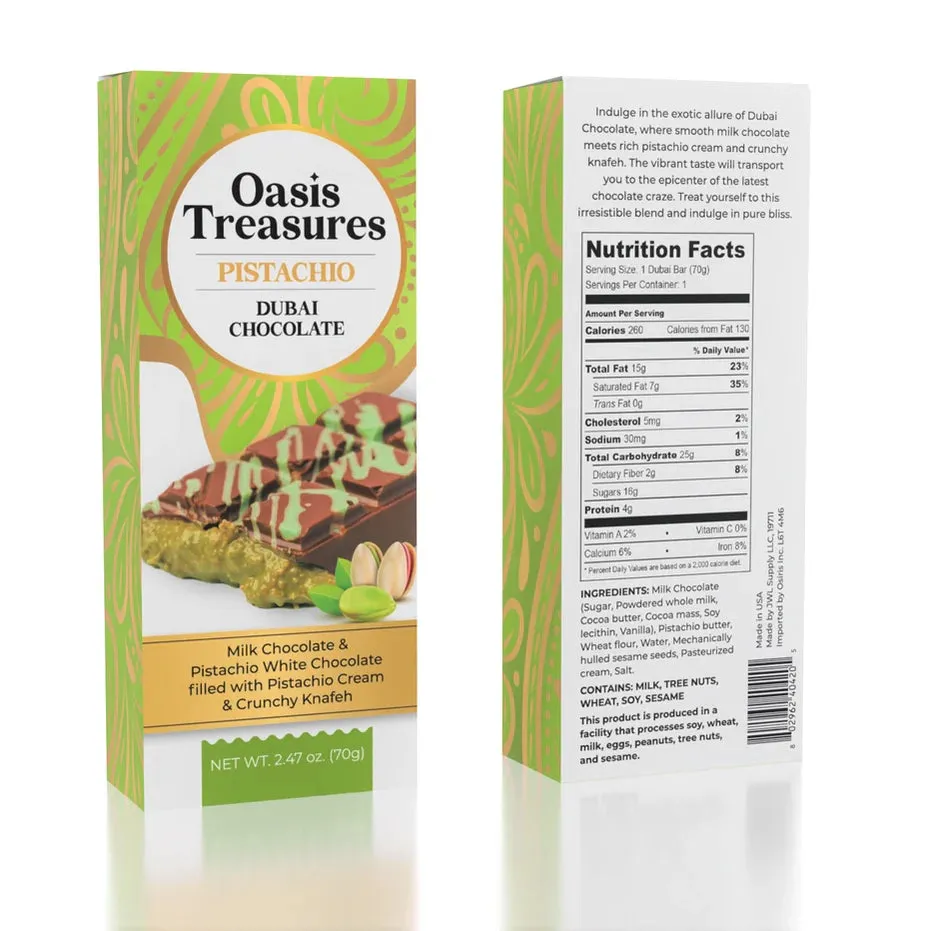 Oasis Treasures Pistachio Dubai Chocolate: 24-Piece Case - Image 3