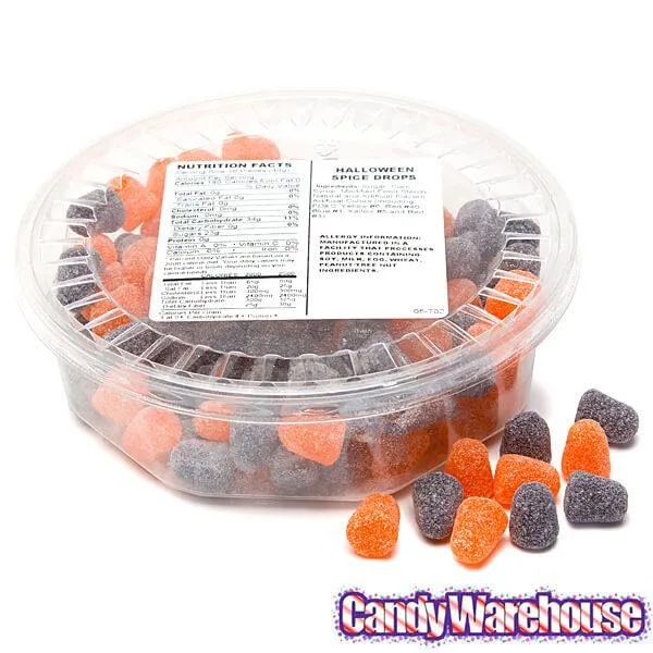 Orange and Black Mini Spiced Gumdrops Candy: 16-Ounce Tub - Image 4