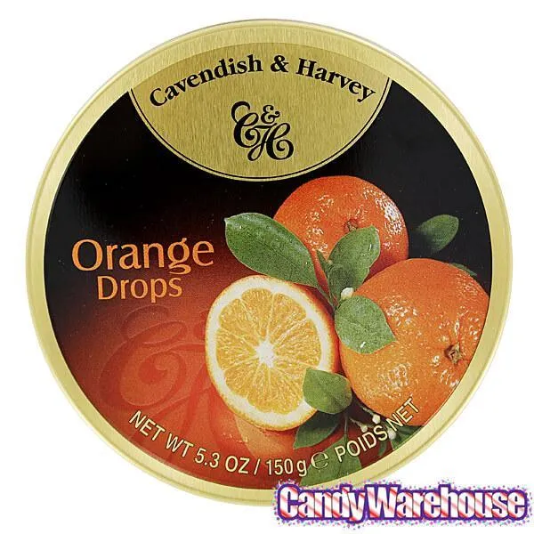 Cavendish & Harvey Hard Candy Drops Tins - Orange: 12-Piece Box - Image 2