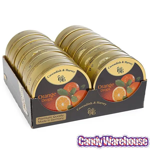 Cavendish & Harvey Hard Candy Drops Tins - Orange: 12-Piece Box - Image 3