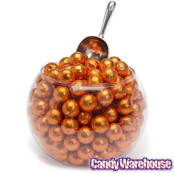 Palmer Foiled Caramel Filled Chocolate Candy Balls - Orange: 5LB Bag - Image 2