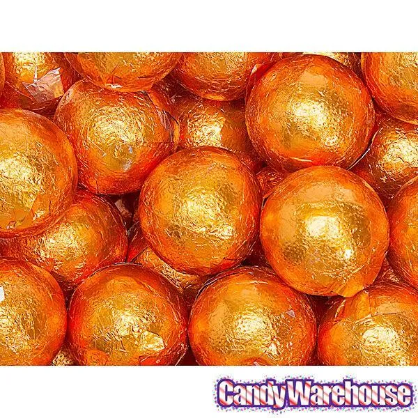 Palmer Foiled Caramel Filled Chocolate Candy Balls - Orange: 5LB Bag - Image 3