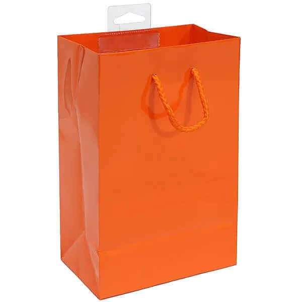 Orange Glossy Candy Bags with Handles - Small: 12-Piece Pack