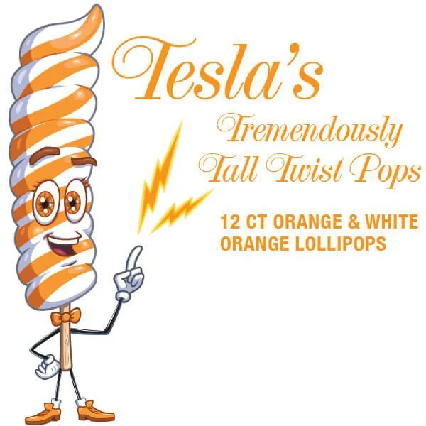 Tesla's Tremendously Tall 3-Ounce Twist Pops - Orange: 12-Piece Box - Image 3