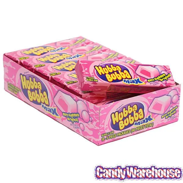Hubba Bubba Max Bubble Gum Packs - Original: 18-Piece Box - Image 3