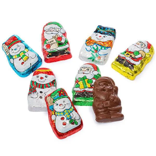 Palmer Foiled Mini Chocolate Santas and Snowmen: 12LB Bag