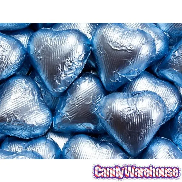 Foiled Milk Chocolate Hearts - Light Blue: 2LB Bag - Image 2