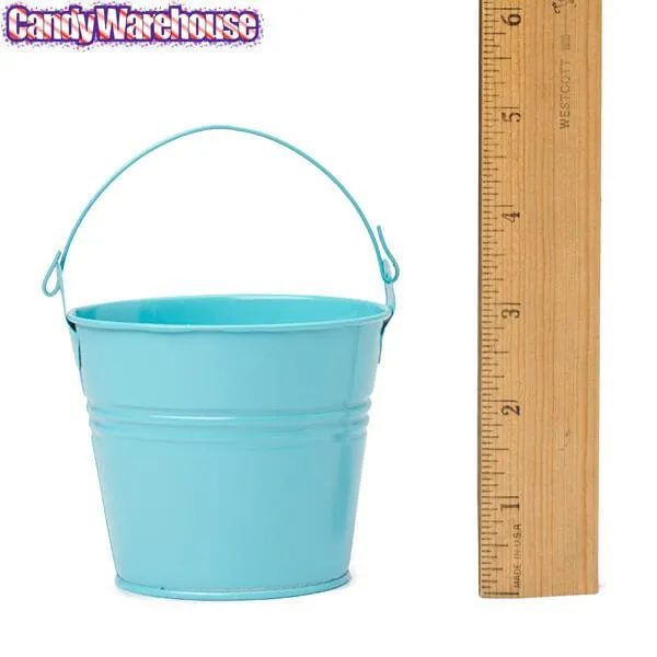 Pastel Blue Tinplate Pails with Handles: 12-Piece Set - Image 2