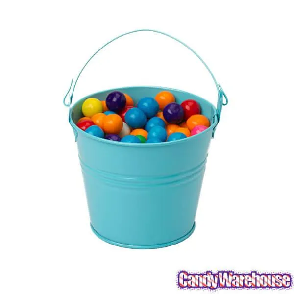 Pastel Blue Tinplate Pails with Handles: 12-Piece Set - Image 3