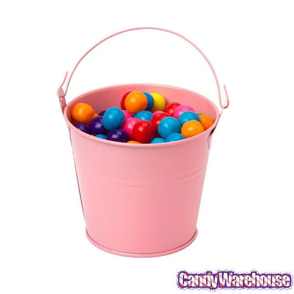 Pastel Pink Tinplate Pails with Handles: 12-Piece Set - Image 3