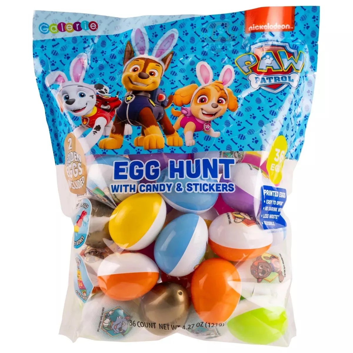 Paw Patrol Easter Plastic Eggs with Candy & Stickers: 36-Piece Bag