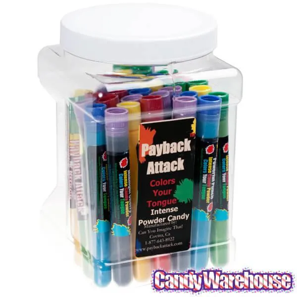 Payback Attack Sour Powder Candy Test Tubes: 35-Piece Tub - Image 3