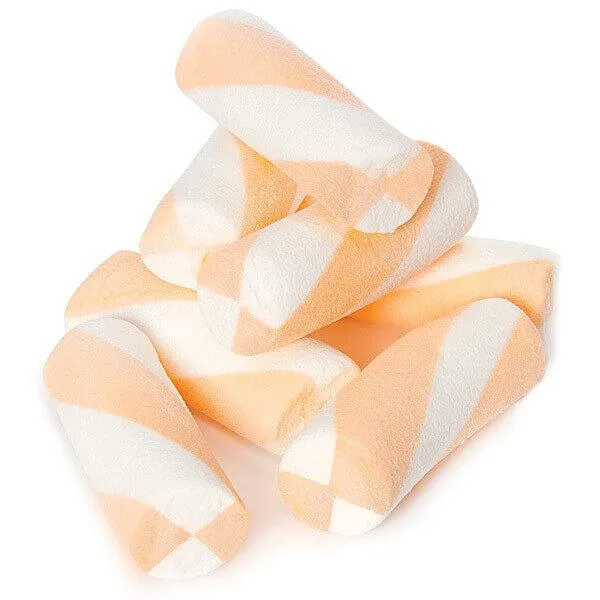 Puffy Poles Jumbo Marshmallow Twists - Peach: 1KG Bag