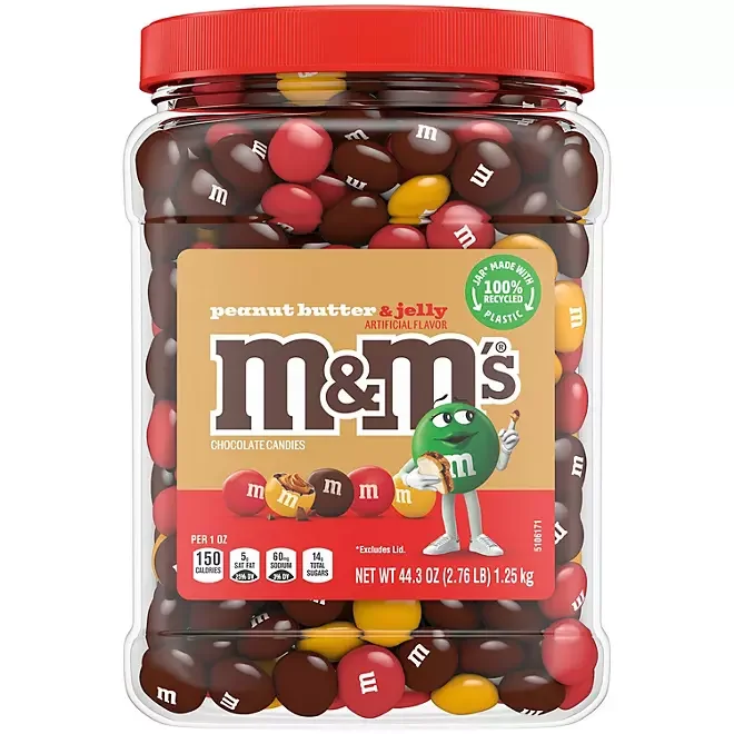 Peanut Butter and Jelly Milk Chocolate M&M's Candy: 44-Ounce Tub