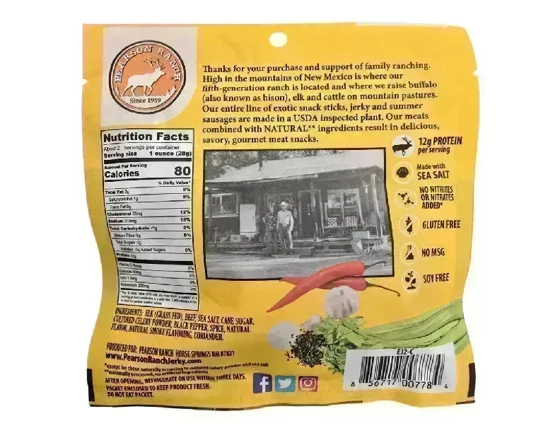 Pearson Ranch Jerky Elk Jerky - 2.1oz Resealable Bag - Image 2