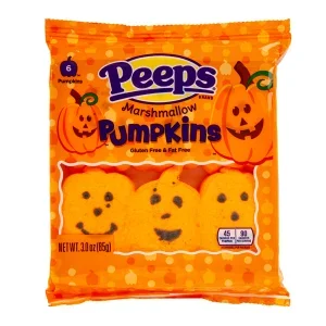 Peeps Marshmallow Halloween Candy Packs - Pumpkins: 12-Piece Case