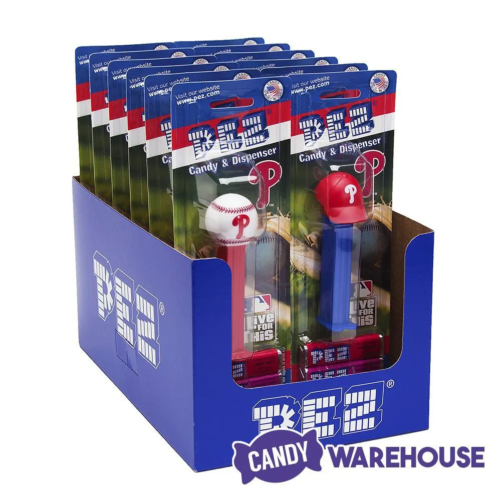 MLB Team Baseball PEZ Candy Packs - Philadelphia Philles: 12-Piece Box - Image 3