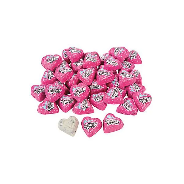 Palmer Pink Foiled Cookies 'n Cream Chocolate Hearts Candy: 4LB Bag - Image 2