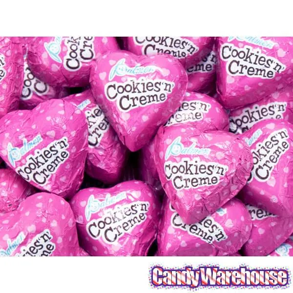 Palmer Pink Foiled Cookies 'n Cream Chocolate Hearts Candy: 4LB Bag - Image 3