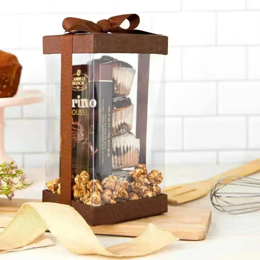 Plastic Gift Boxes Brown 8X 4X 4" 6 Pack Bakery Boxes With Base Lid & Ribbon - Image 5