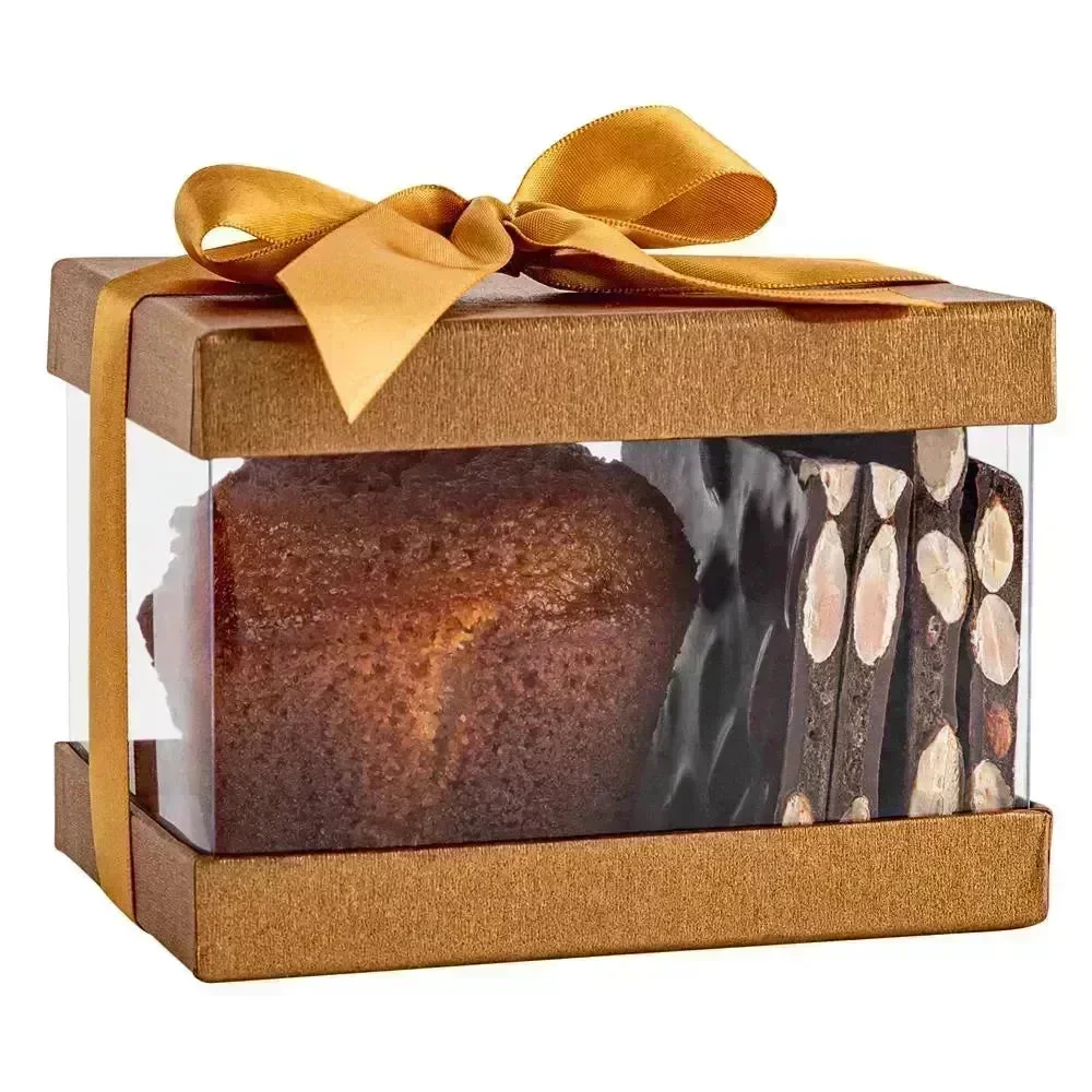 Plastic Gift Boxes Gold 5X4X3.5" 6 Pack Bakery Boxes With Base Lid & Ribbon - Image 2