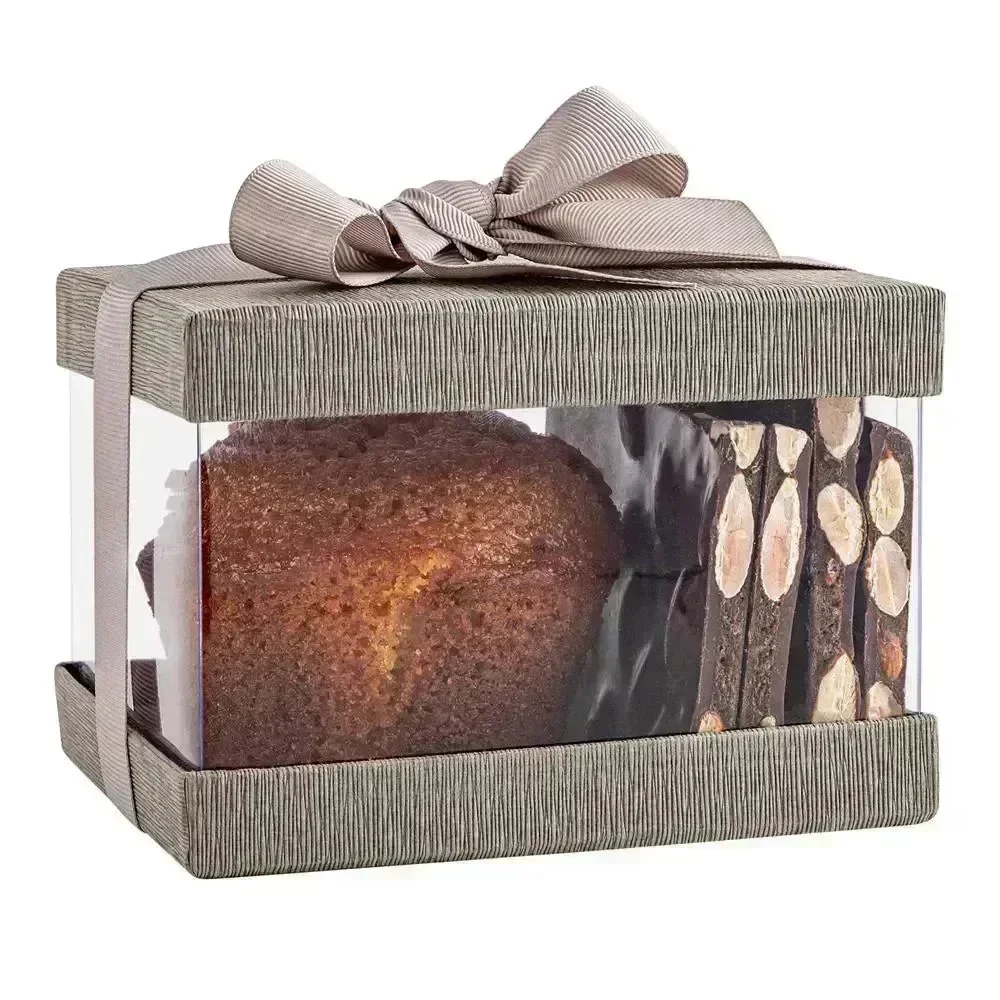 Plastic Gift Boxes Gray 5X4X3.5" 6 Pack Bakery Boxes With Base Lid & Ribbon - Image 2