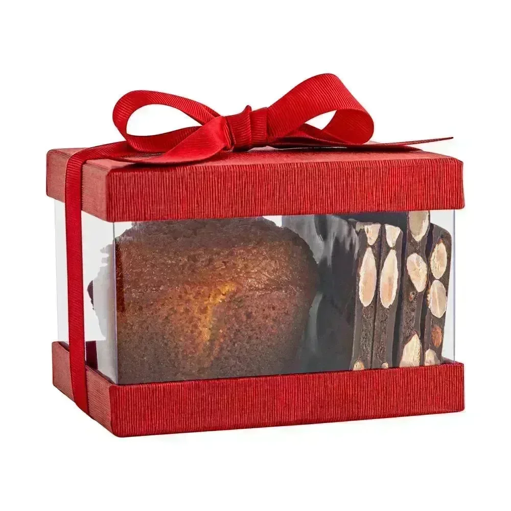 Plastic Gift Boxes Maroon 5X4X3.5" 6 Pack Bakery Boxes With Base Lid & Ribbon - Image 2