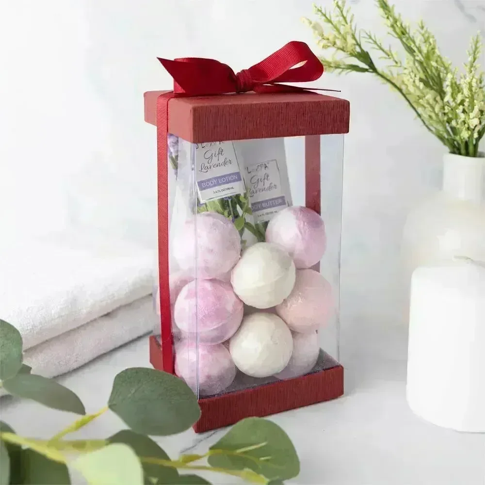 Plastic Gift Boxes Maroon 8X4X4" 6 Pack Bakery Boxes With Base Lid & Ribbon - Image 6