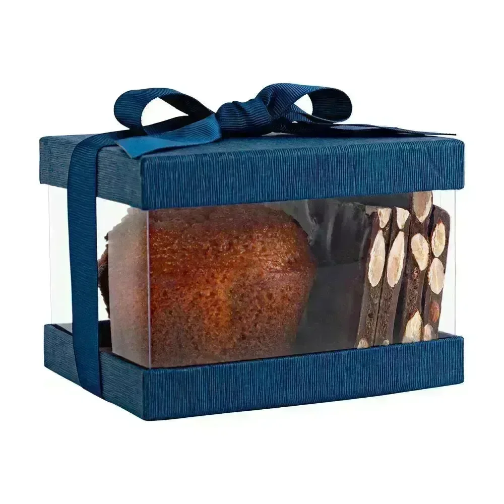 Plastic Gift Boxes Navy blue 5X4X3.5 6 Pack Bakery Boxes With Base Lid & Ribbon - Image 2