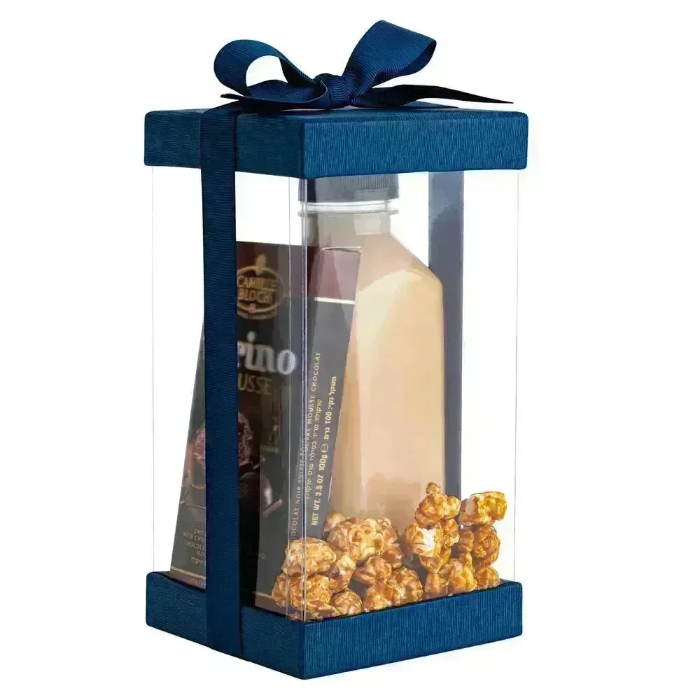 Plastic Gift Boxes Navy Blue 8X4X4 6 Pack Bakery Boxes With Base Lid & Ribbon - Image 2