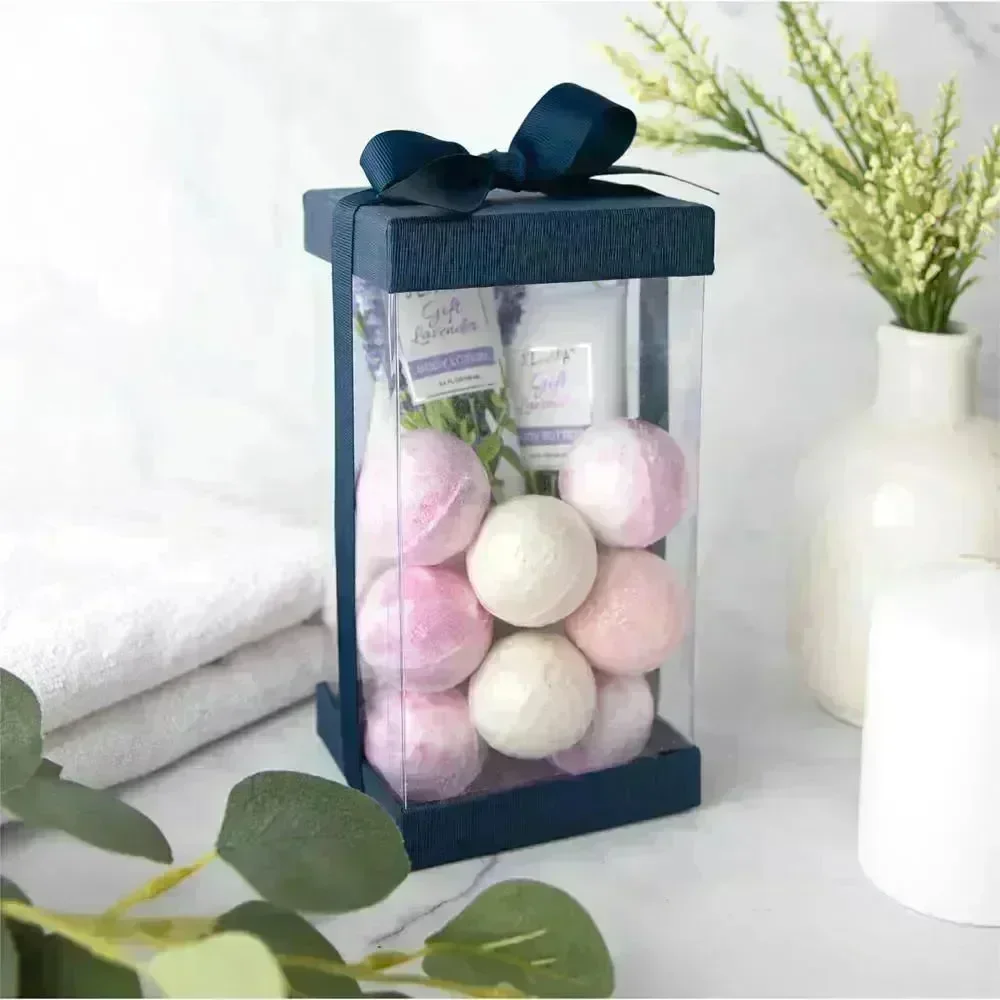 Plastic Gift Boxes Navy Blue 8X4X4 6 Pack Bakery Boxes With Base Lid & Ribbon - Image 6