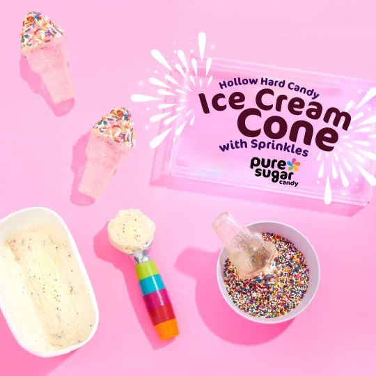 Pure Sugar Hollow Hard Candy - Ice Cream Cone with Sprinkles - Image 2