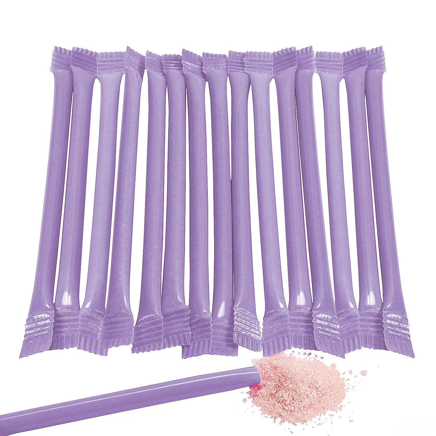 Purple Candy Powder Filled Plastic Mini Straws - Grape: 240-Piece Bag