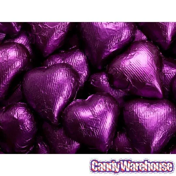 Foiled Milk Chocolate Hearts - Purple: 2LB Bag - Image 2